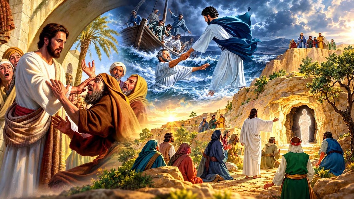 Biblical scenes depicting the miracles of Jesus